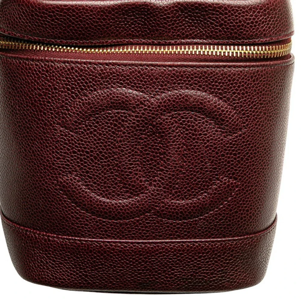 CHANEL Caviar Leather Logo Vanity Bag